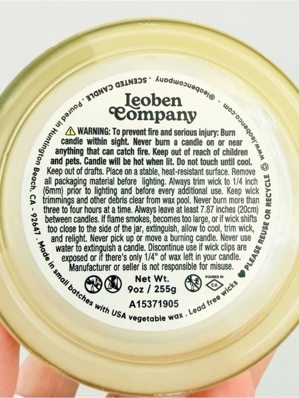 Leoben Company Jasmine Saffron Scented Candle - Cream West Coast Candle Co.